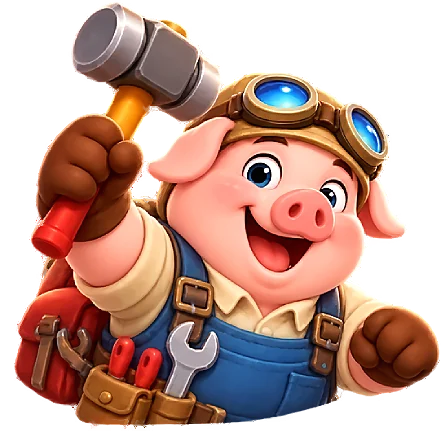 The pig holding up a hammer