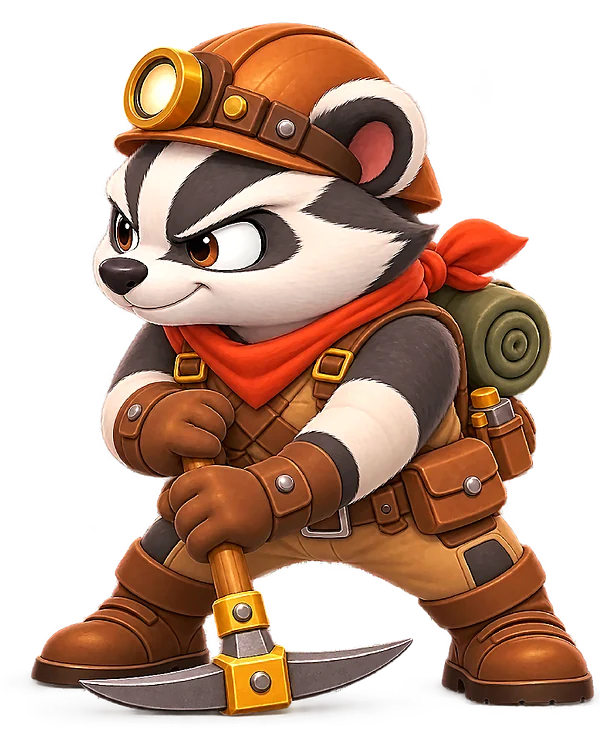 The badger holding a pickaxe