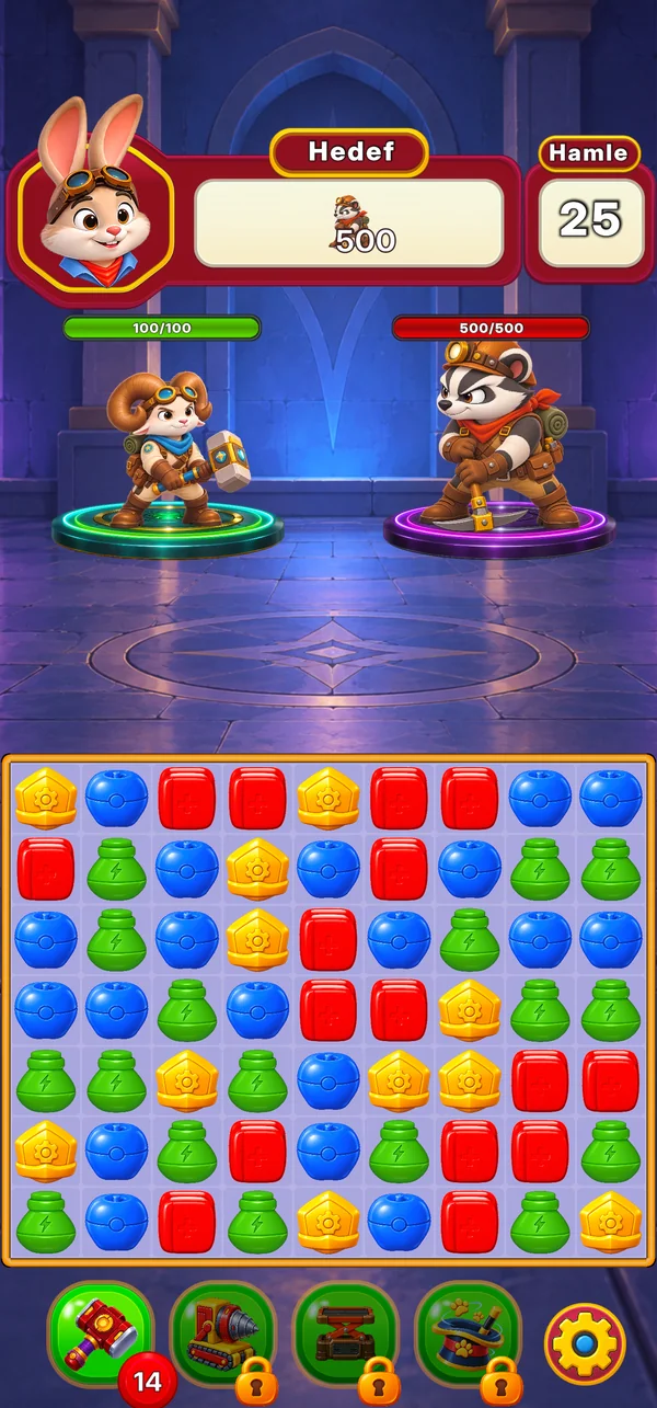 The ram and the badger facing off above a full board